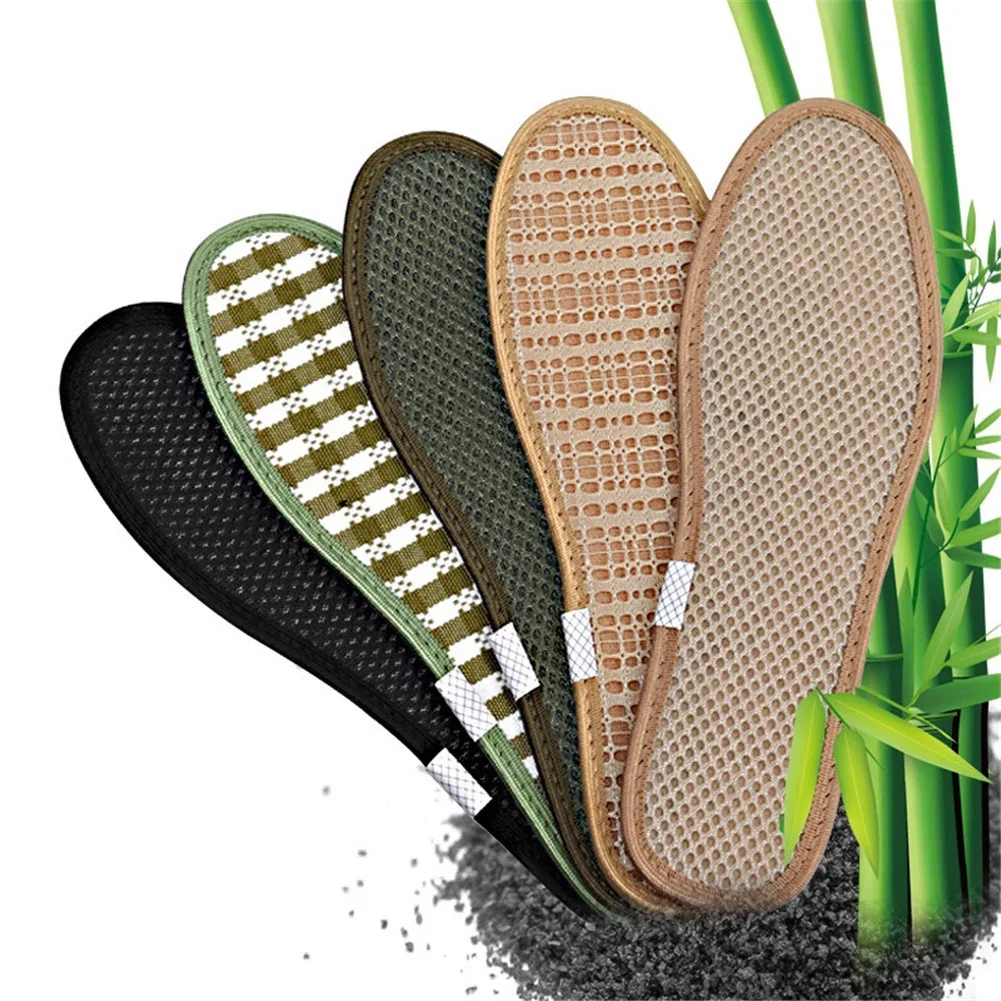 1 пара ручной работы бамбуковый уголь льняные Стельки спортивные дышащие антибактериальные стельки мягкая удобная обувь колодки унисекс