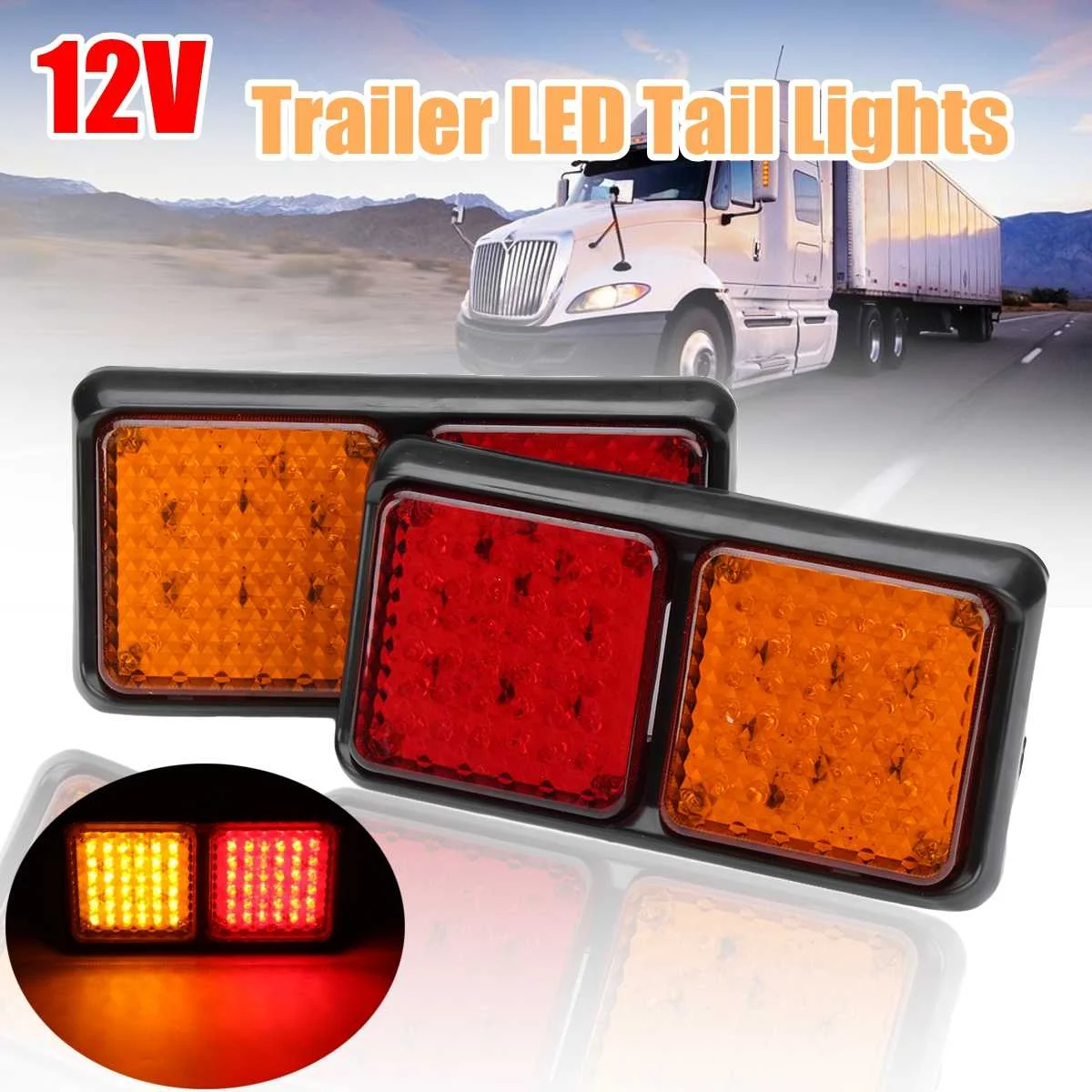 

2pcs 12V Universal Car Trailer Truck Caravan Tail Light Rear Stop Reverse Turn Signal Indicator Lamp Side Marker
