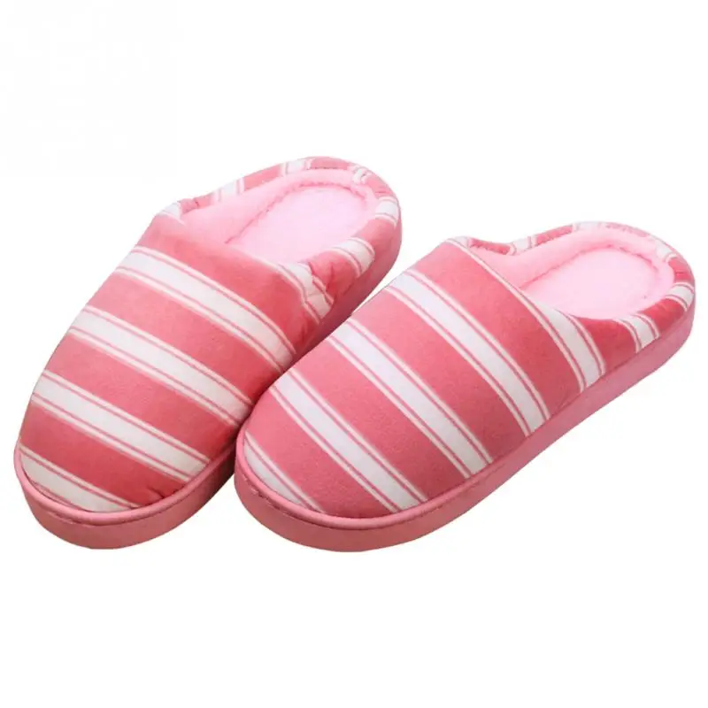 

2018 Soft Cotton Shoes Autumn Winter Striped Slippers Women Indoor Home Slippers Mules Ladies Non-slip Warm Bedroom Slides