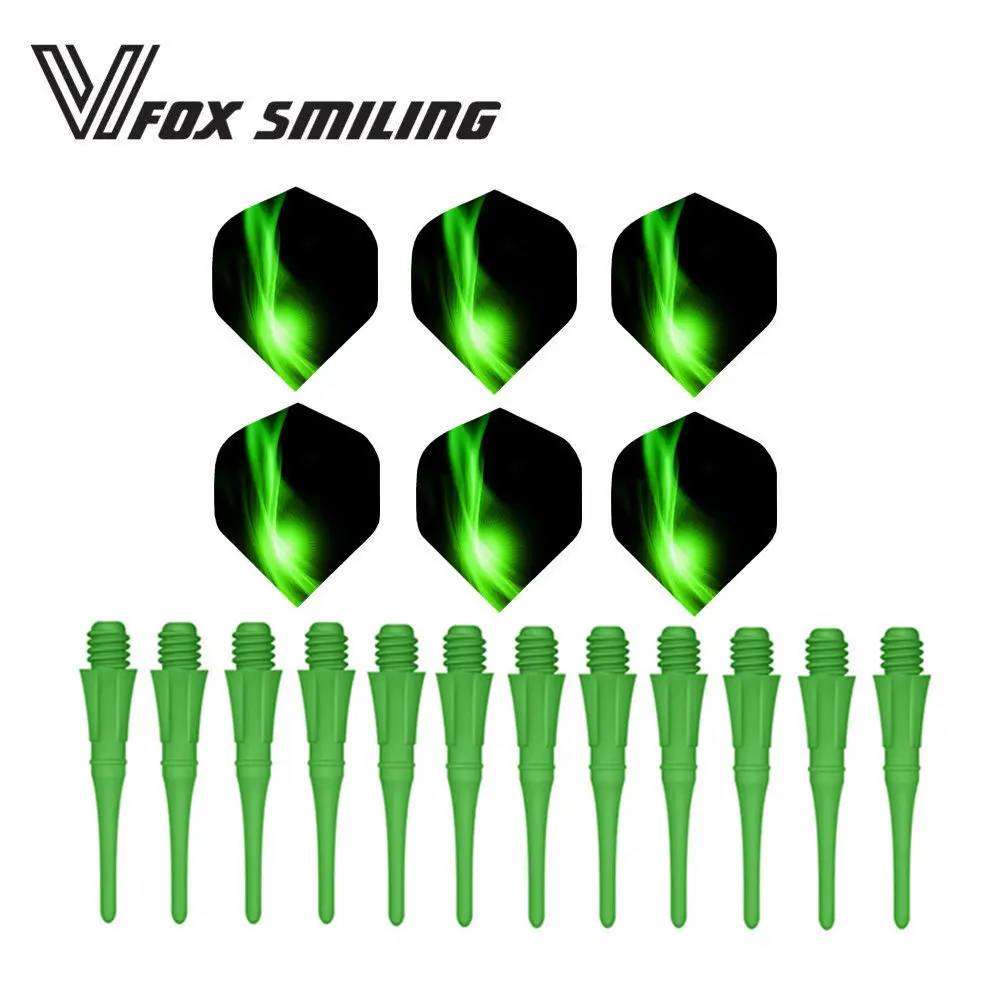 

Fox Smiling 12pcs 25mm 2BA Professional Soft Dart Tip With 6pcs Pattern Darts Flights Dart Accessories Green