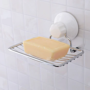 

Stainless Steel Wall-mount Strong Vacuum Suction Cup Soap Dish Holder Rack MDJ998
