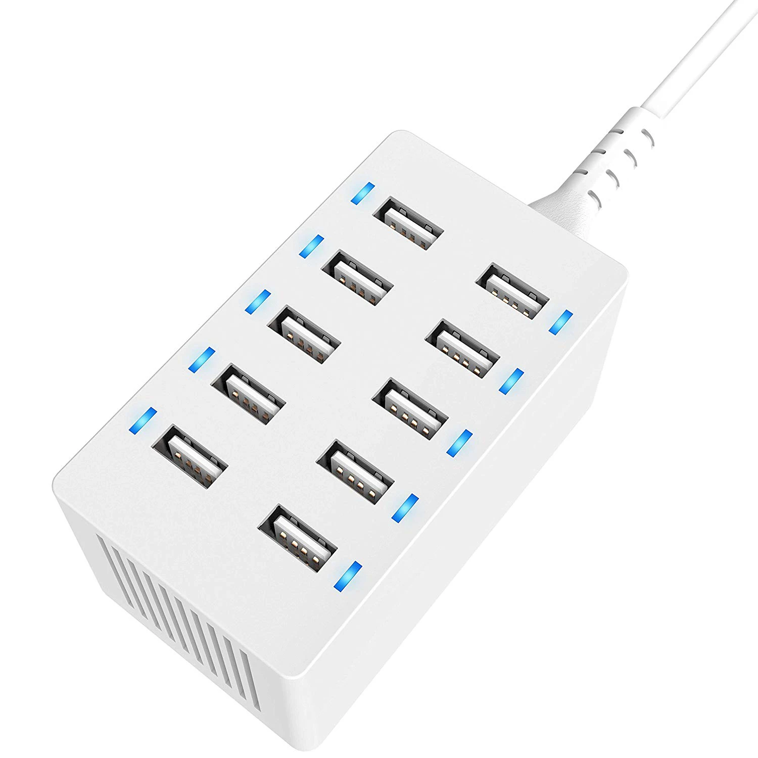 10 в 1 60 Вт (12 ампер) 10-портовое настольное устройство быстрой зарядки USB. Умное