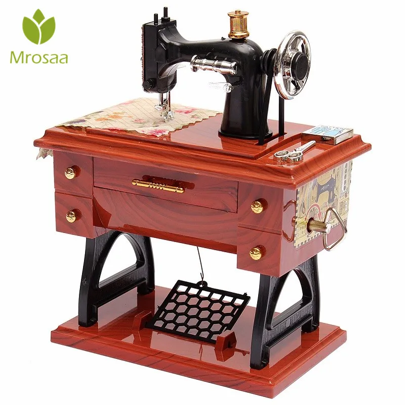 

Vintage Mini Sewing Machine Music Box Mechanical Valentine's Day Birthday Gift Table Decor musical Boxes Music Movements