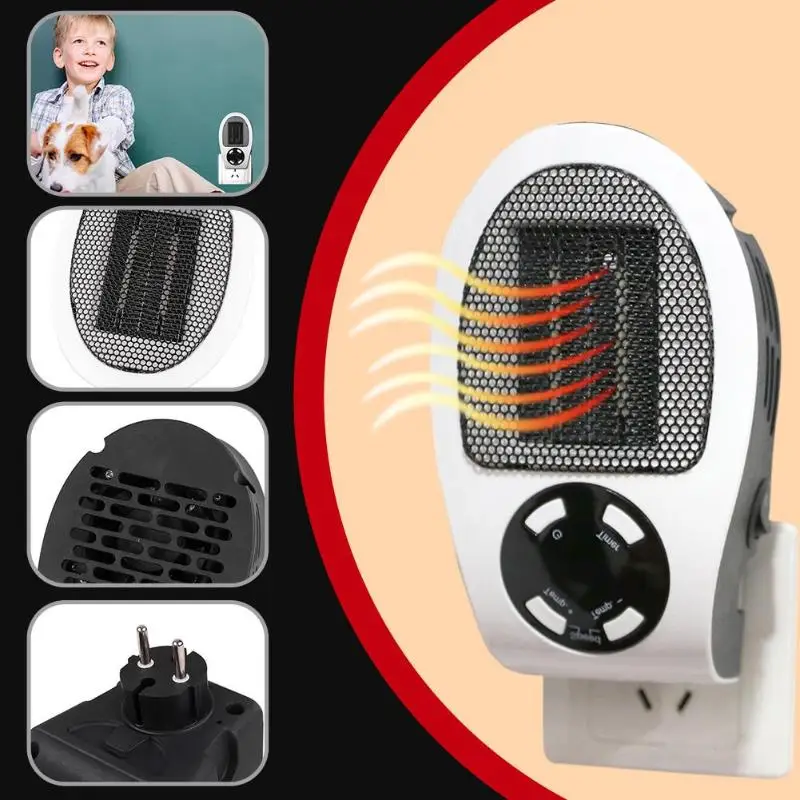 

Adjustable Mini Fan Heater 500W Portable Electric Heater Desktop Wall-mounted Heater Stove Radiator Warmer Heating Machine