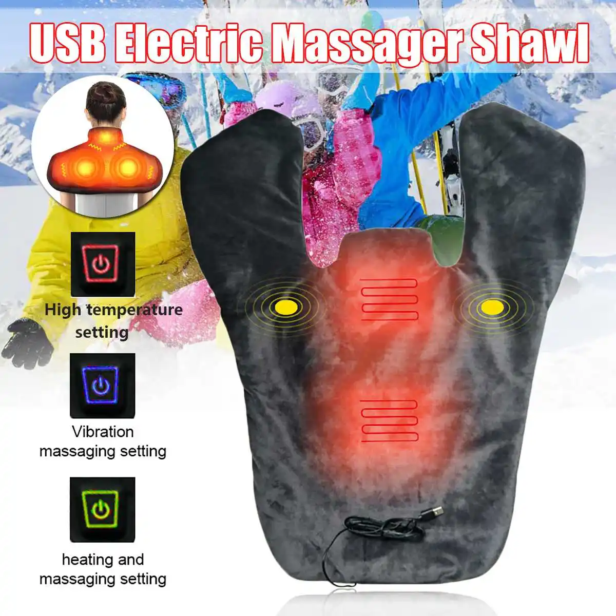 Electric Massager Shawl USB Far infrared Heating Neck/Shoulder