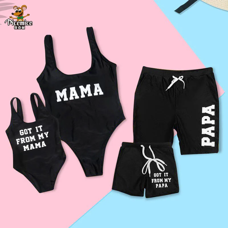 

Family Look Swimsuit Mother Daughter Bikini Father Son Beach Shorts Mommy Dad And Me Matching Swimwear Men Boy Summer Clothes