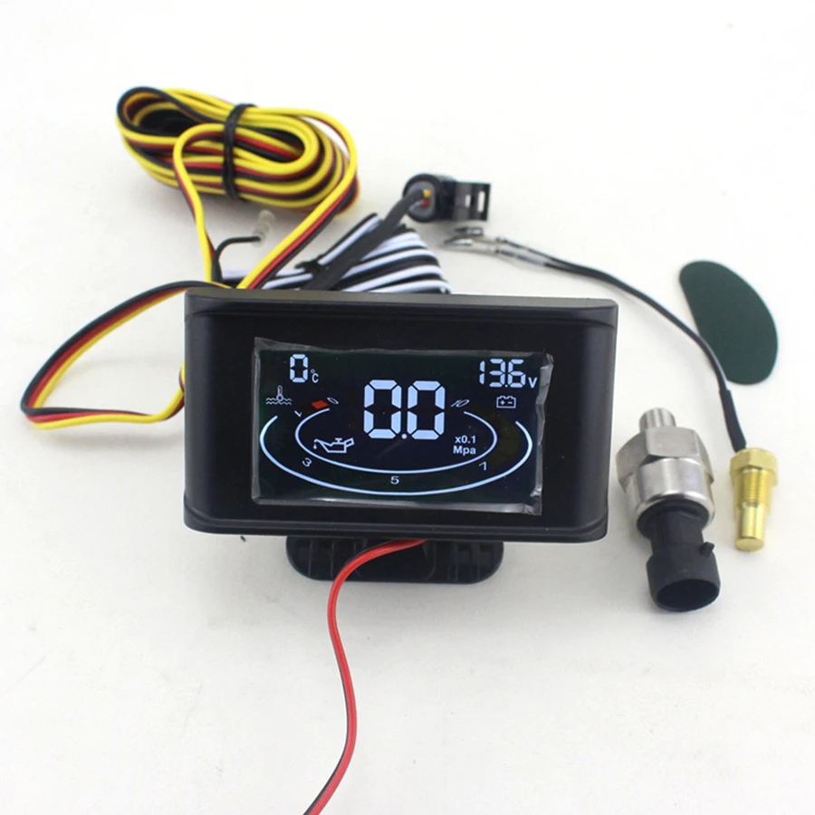 Comprar LCD 3 en 1 medidor 12 v 24 v medidor de presión y aceite de coche + voltímetro medidor de voltaje + medidor de temperatura del agua con sensores