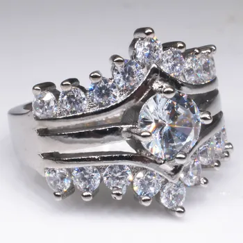 

14K Gold Three-story Diamond Ring Anillos De Simulated Bague Etoile Nuture Bizuteria Jewelry for Women Wedding Gemstone Rings