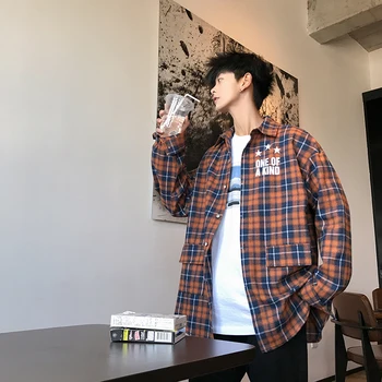 

Spring New Plaid Shirt Men Fashion Retro Casual Shirt Man Streetwear Trend Wild Loose Long-sleeved Shirt Male Clothes M-5XL