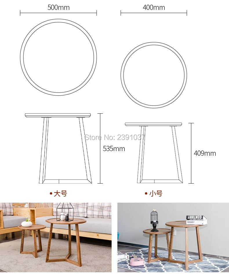Brand New Japanese-style Oak Wood round coffee table coffee round table, round furniture, for tatatami tea house coffee shop