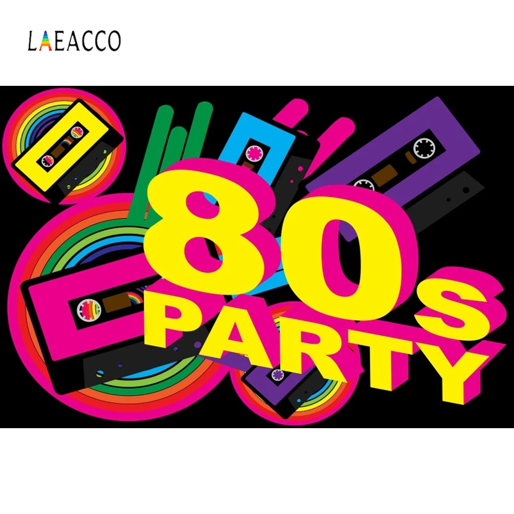 

Laeacco Colorful 80s Young Party Backdrop Photography Backgrounds Customized Photographic Backdrops For Photo Studio