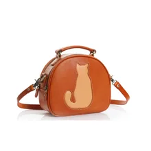 Модный женский саквояж коровьей сумка Женская Винтаж пояса из натуральной кожи котенок посылка милый кот для колледж обувь девоч