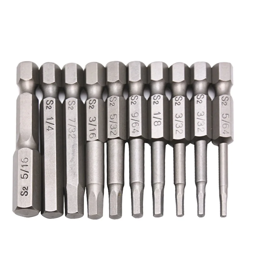 

10 Pcs Hex Head Allen Wrench Drill Bit Set Magnetic Tips Quick Release Shank for Easy Attachment Solid S2 Steel Alloy