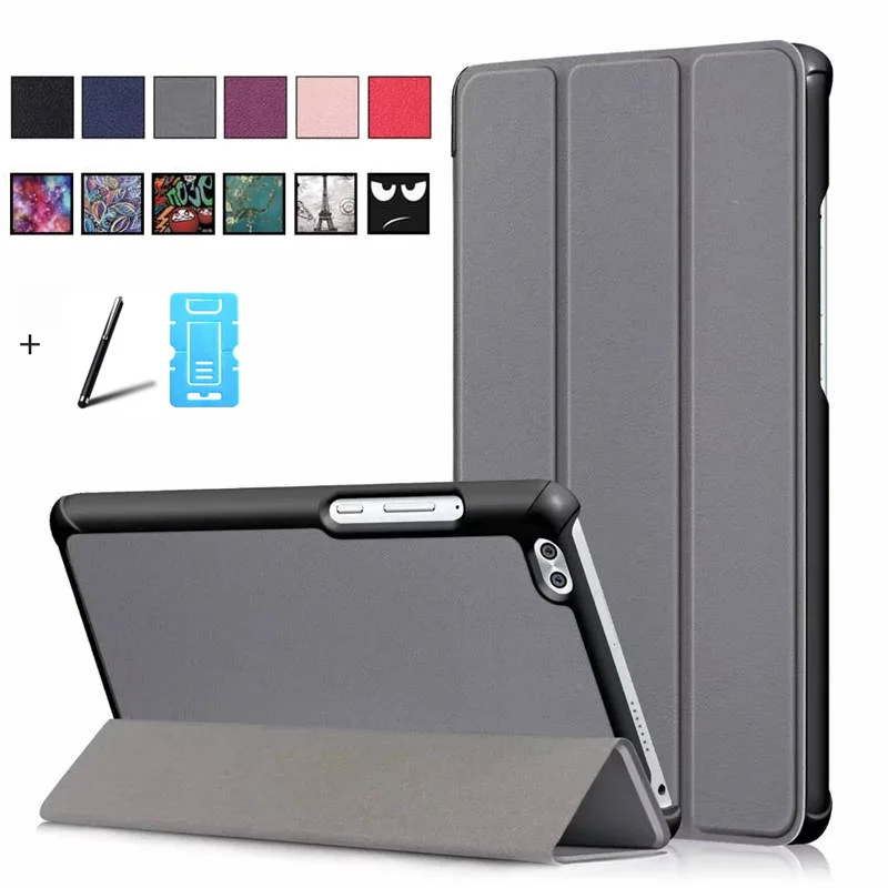 

Leather Case for dtab Compact d-02K, Tri-fold Magnetic Stand Cover for Honor Waterplay HDL-W09 8inch Tablet