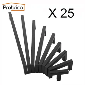 

Probrico 25 Pcs Black Square Stainless Steel Cabinet Pulls 2'-10'/50mm-256mm Door Handles Kitchen Furniture Drawer Cabinet Pulls