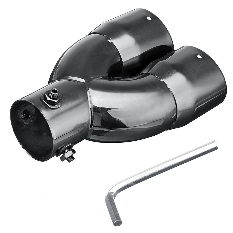 

63mm 2.5 Inlet Dual Outlet Car Rear Clamp-on Exhaust Pipe Muffler With Wrench