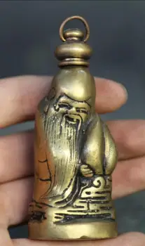 

Chinese Fengshui Bronze Taoism Shou Star Peach Pot Snuff Box Snuff Bottle