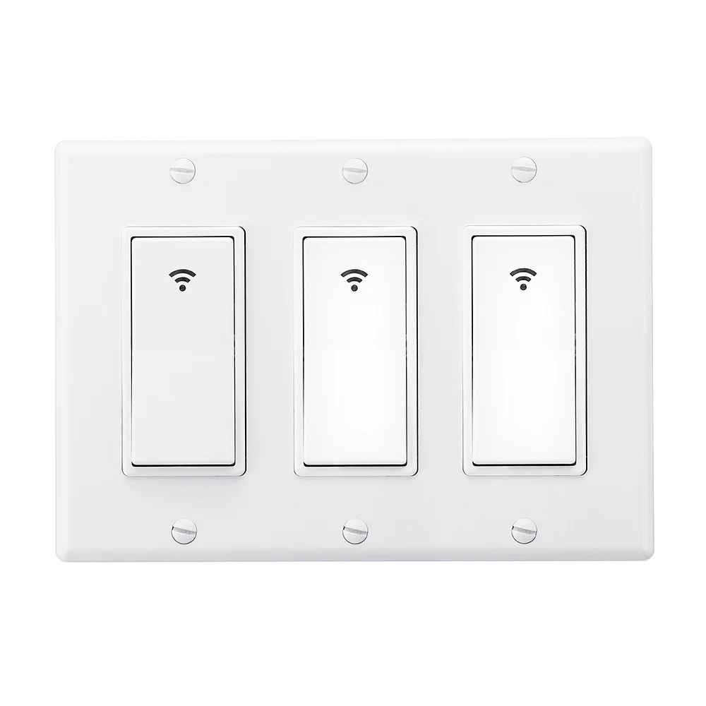 

NEW 3 Gang AC 100-240V Smart WIFI Mechanical Switch Wall Panel Mobile APP Remote Control Socket