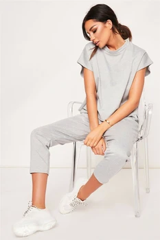 

New Fashion Women Summer Casual Clothes Set Short Sleeve Round Neck Loose Tops+High Waist Pants 2PCS New Ladies Street Wear