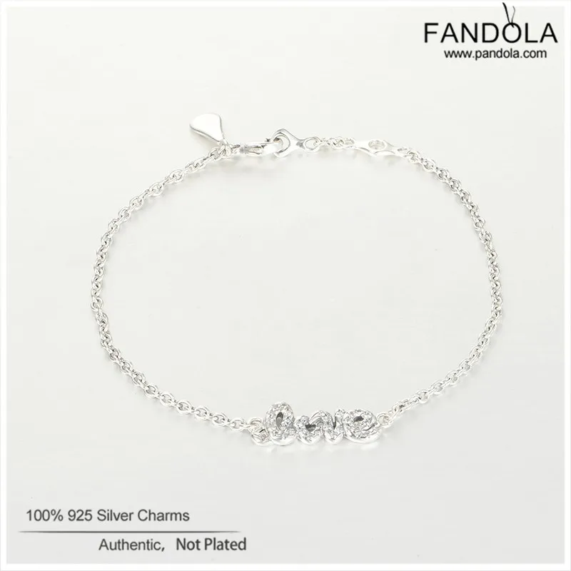 

100% 925 Sterling Silver Signature of Love Bracelet Heart Clasp Charm Bracelets for Women pulseras mujer Silver 925 Jewelry