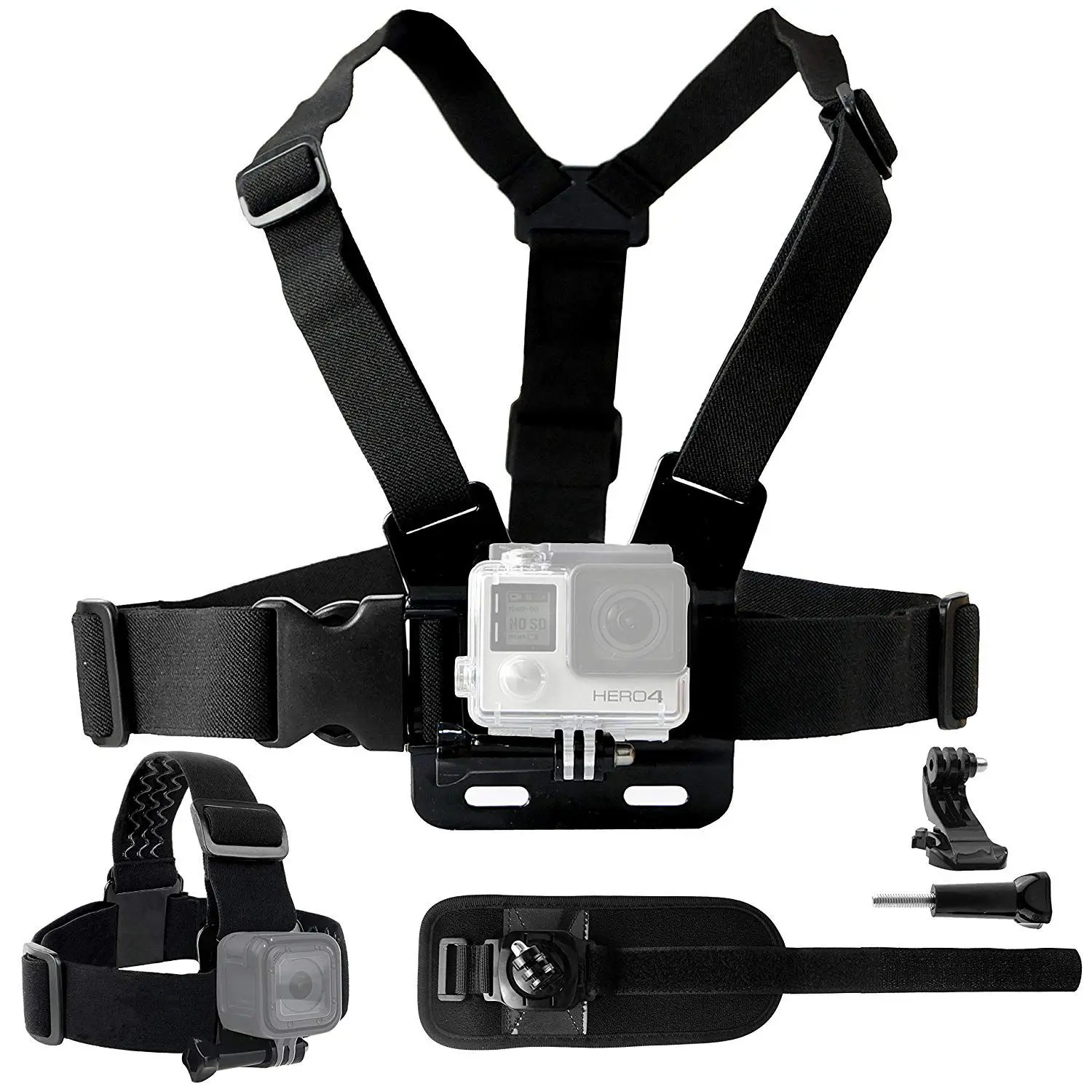 

Mount Bundle for Gopro Hero 7, 6, 5, Black Session, Hero 4, Session, Black, Silver, Hero+ LCD, 3+, 3, 2, 1 - Chest Harness Mou