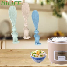 HILIFE 1 шт. форма мультяшного кролика пшеничной соломы пластиковая посуда ложка для риса вертикальная подставка рисовая ложка случайные цвета