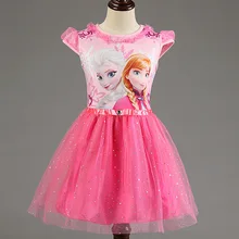 Girl Dress Summer Brand Toddler Girls Clothes Lace Sequins Princess Anna Elsa Dress Snow Queen Halloween