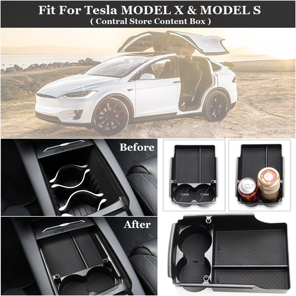 Автомобильный ящик для хранения подлокотник центральная консоль поднос Tesla Model X S
