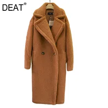 DEAT Новая модная женская одежда с отложным воротником шерстяное двубортное теплое зимнее пальто Тяжелая Куртка WF23104L