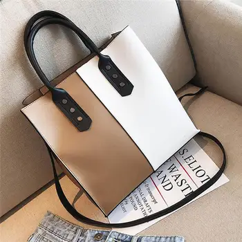 

2019 Patchwork Color Ladies Shoulder Bag PU Leather Crossbody Bag Large Capacity Messenger Bag For Women Female