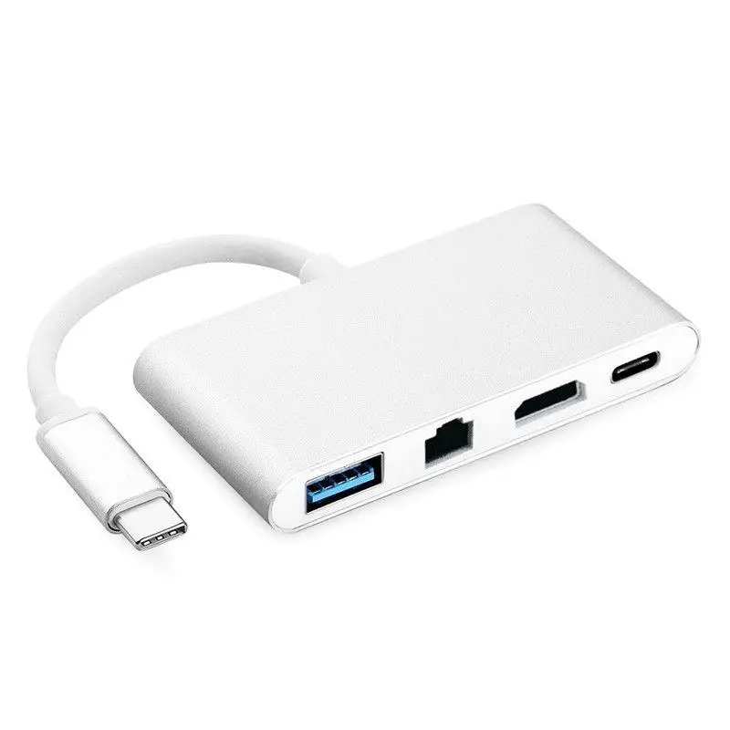 EastVita USB C к HDMI 4K + RJ45 Gigabit Ethernet 3 1 Type концентратор адаптера 4в1 r c r25|Кабели VGA| |