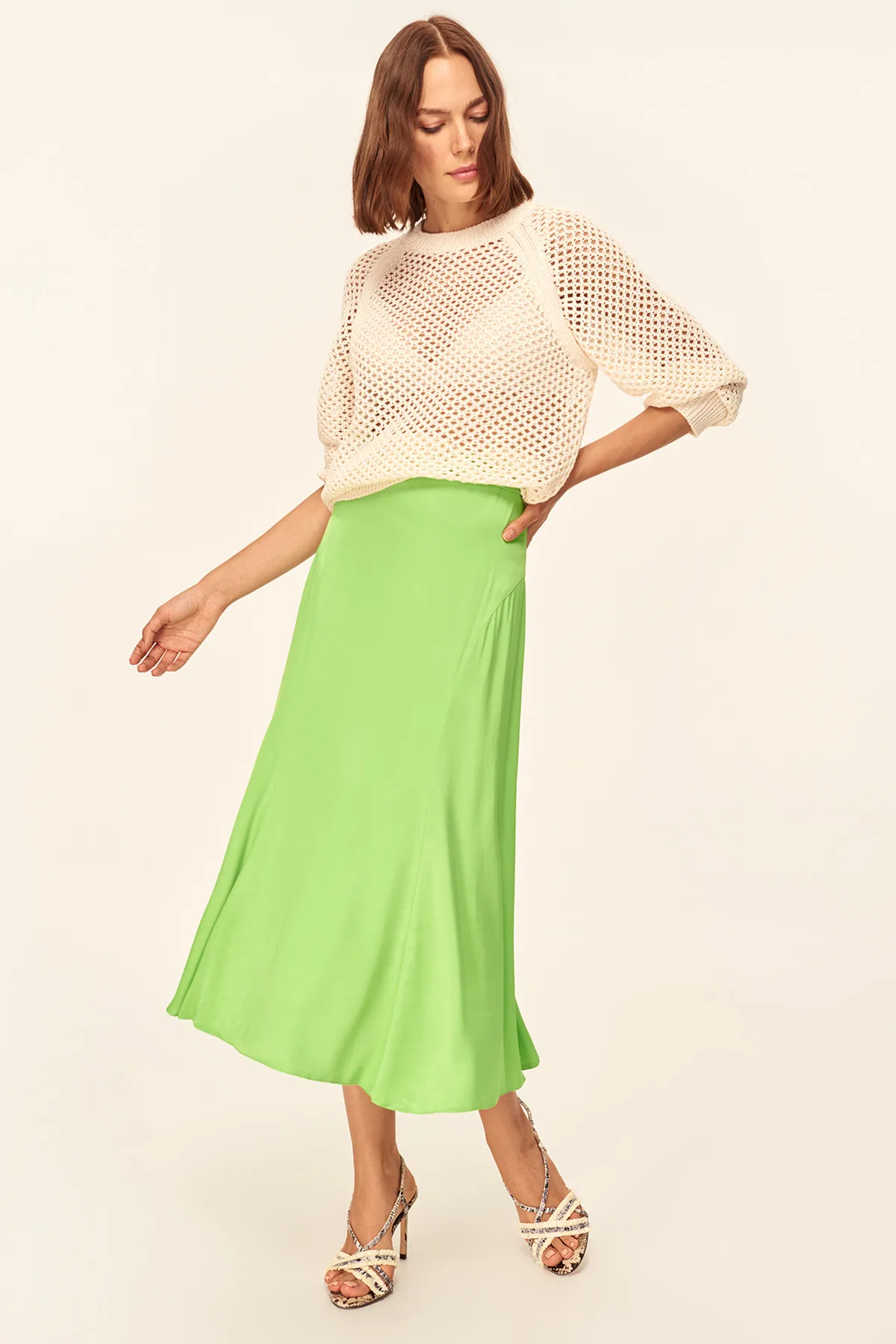 Trendyol Green Satin Skirt TOFSS18LE0371-in Skirts from Women's Clothing on Aliexpress.com 