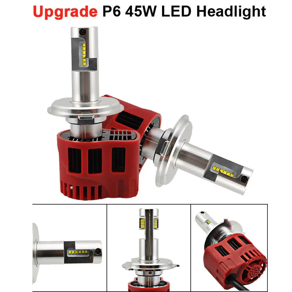 

2Pcs P6 H4 LED Headlight Bulbs H4 All-in-One Conversion Kit LED Headlights H4 90W 9000LM/set High Power LED Bulb