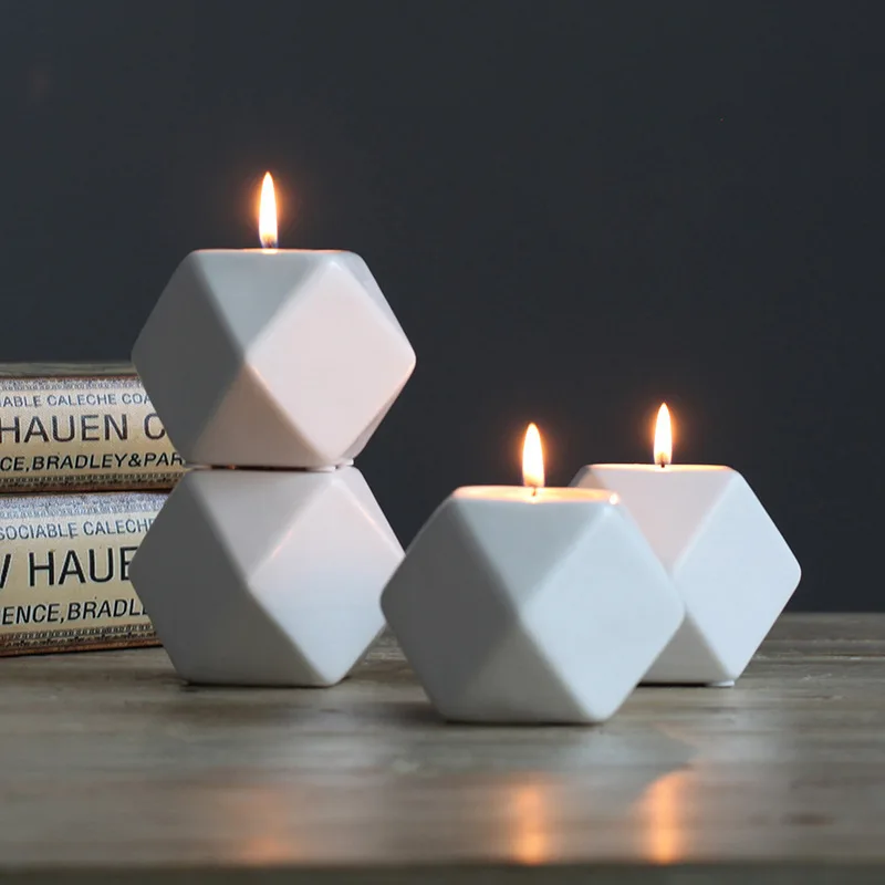 

Nordic Tealight Ceramic Geometric Candel Holder Scandinave Wedding Decoration Table Centerpieces Votive Candlestick Candelabra