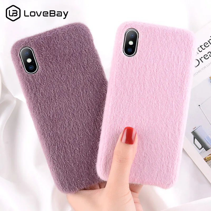 

Lovebay Soft Plush Phone Case For Apple Iphone 8 7 6 6S Plus For Iphone X XR XS Max Winter Warm Fur Furry Cover Christmas Gift