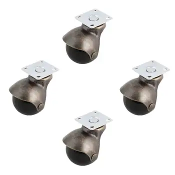 

FUNN-[4 Pack] Swivel Top Plate Hooded Ball Caster Wheels, Antique Bronze (1.5-inch No Brake)