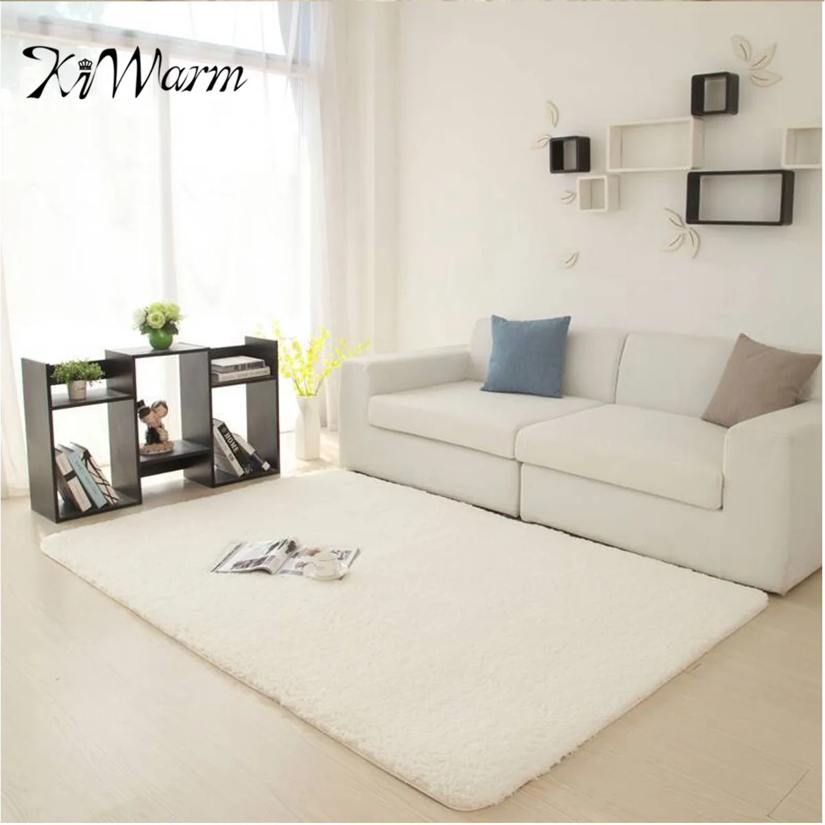 

KiWarm 1 pcs 120x170cm Polyester Fluffy Carpet Anti-Skid Shaggy Area Rug Bed Table Side Floor Mat Home Room Decoration Textiles