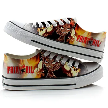 

Japan Anime Fairy Tail Cosplay Canvas Shoes Unisex Halloween Student Flat Bottom Shoes Hand-painted Classic Sneakers