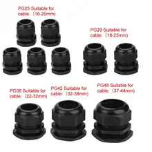 PG25-PG48 IP68 Водонепроницаемый черный нейлоновый Пластиковый кабель кабельный разъем Горячие кабели Кабельные сальники