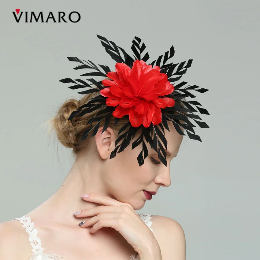 VIMARO Red Hair Fascinators Hats For Women Elegant Fascinators For