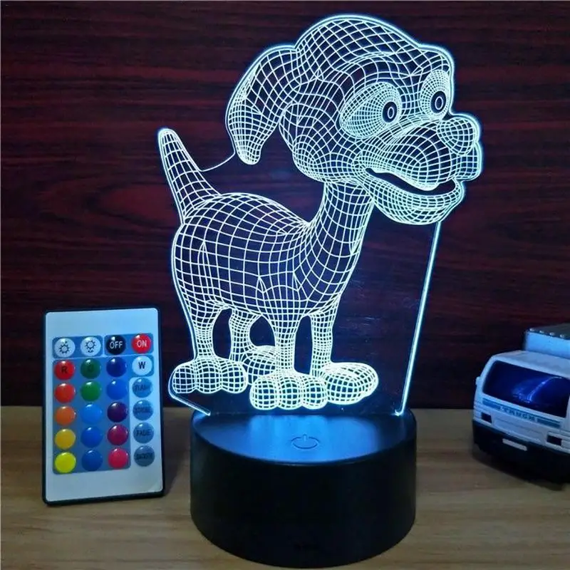 

Puppy 3D Light USB Touch Colorful Remote Control Innovative Small Table Lamp LED Acrylic Night Light