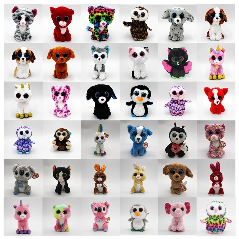 

Ty Beanie Boos 6" 15cm Unicorn Plush Gray Owl Koala Dog Fox Regular Soft Big-eye Stuffed Animal Bird Collection Doll Toy for kid