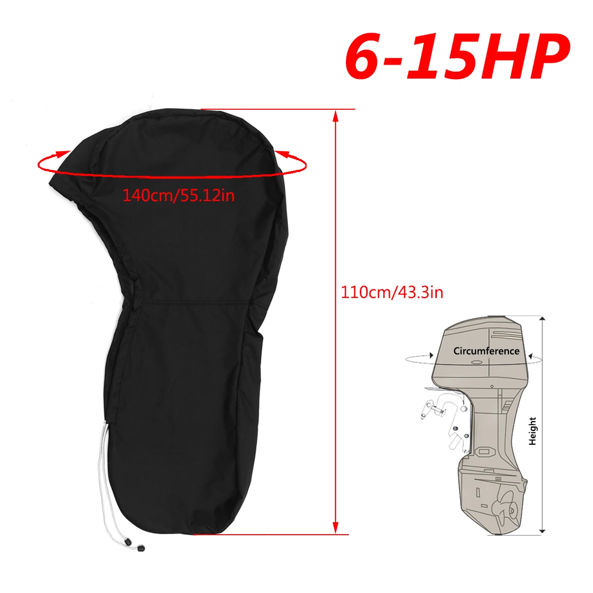 600D barco negro la cubierta del Motor fuera de borda protectora de la cubierta de la bolsa se adapta para 6 A 15HP Motor impermeable