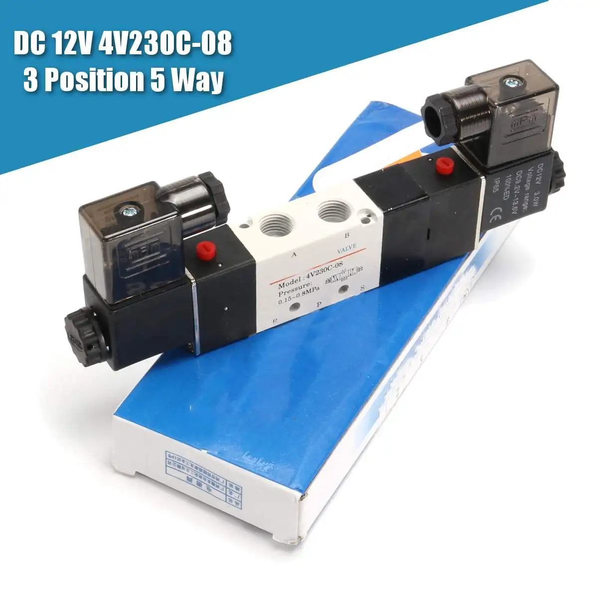 

5 Port 3 Position 3/5 Way Double Head Solenoid Air Control Valve Port Center Close 4V230C-08 DC12V Best