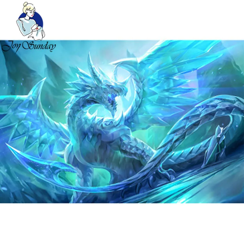 

JoySunday DIY 3D Diamond painting Cartoon Full Square drill embroidery Cross stitch Snow Dragon Diamond mosaic crystal