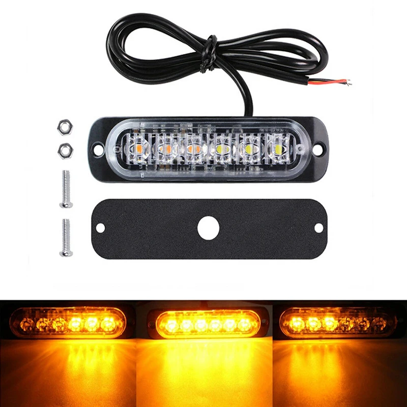 

12pcs 6 LED Yellow Strobe Tow Truck Van Flashing Warning Side Light 12V-24V