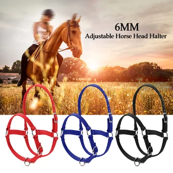 

6MM Thickened Horse Collar Adjustable Safety Halter Bridle Collar Horse Racing Equestrian Equipment Under Chin High-quality