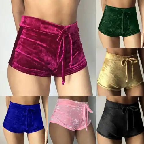 velvet drawstring shorts