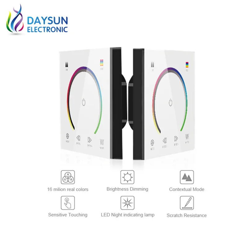 

2018 New DC12-24V Led Touch Controller RGBW Panel Switch Light Dimmer Switch LED Strip Light Switch Tempered Glass Wall Switch