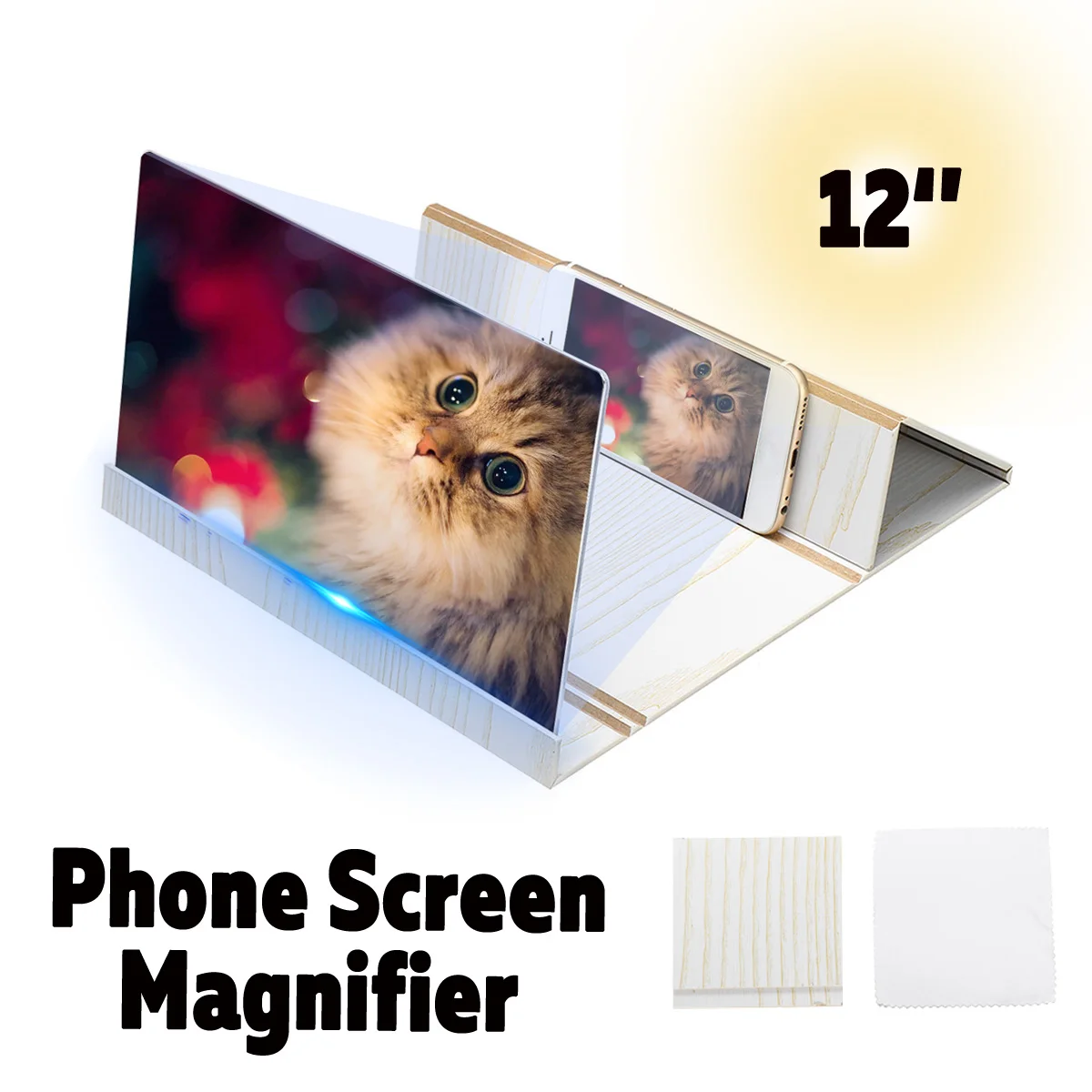 

12inch Mobile Phone Screen Magnifier 3D HD Video Amplifier Folding Enlarged Expander Stand for Video Bicycle Holder Car Holder